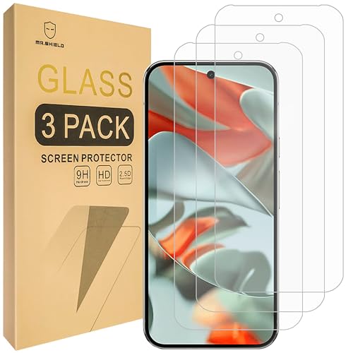 Mr.Shield Schutzfolie Kompatibel mit Google Pixel 10 / Pixel 10 Pro/Pixel 9 / Pixel 9 Pro [Fingerprint Unlock Compatible] [3 Stück] Schutzglas Schutzglasfolie 9H Härte, HD Klare Displayschutzfolie von Mr.Shield