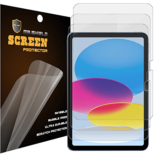 Mr.Shield Schutzfolie Kompatibel mit iPad 10th Generation, (iPad 10 2022 10.9 inch) [Premium Clear] [3 Stück] Displayschutzfolie (PET Material) von Mr.Shield