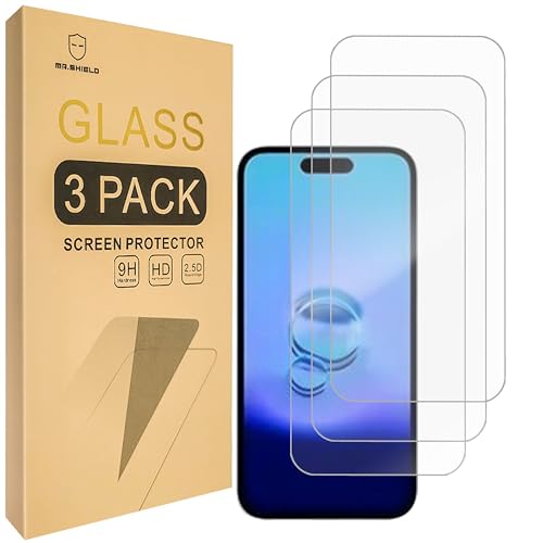 Mr.Shield Schutzfolie Kompatibel mit iPhone 16 / iPhone 15 [6.1 Inch] [3 Stück] Schutzglas Schutzglasfolie 9H Härte, HD Klare Displayschutzfolie von Mr.Shield