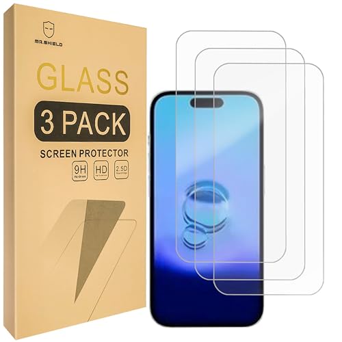 Mr.Shield Schutzfolie Kompatibel mit iPhone 16 / iPhone 15 Pro [6.1 Inch] [3 Stück] Schutzglas Schutzglasfolie 9H Härte, HD Klare Displayschutzfolie von Mr.Shield