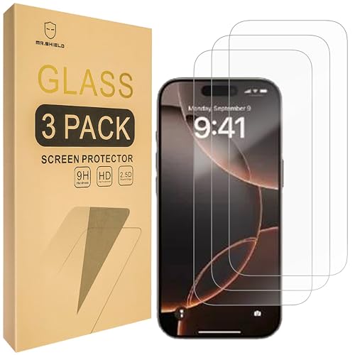 Mr.Shield Schutzfolie Kompatibel mit iPhone 16 Pro Max [6.9 Inch] [3 Stück] Schutzglas Schutzglasfolie 9H Härte, HD Klare Displayschutzfolie von Mr.Shield