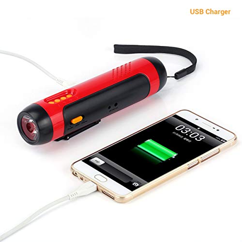 Handbetriebene Stromerzeugung LED -Taschenlampe Taschenlampe FM Radio Phone Lading Mini FM Radio Torch für Camping -Wanderzeit (Blau) von Mrisata