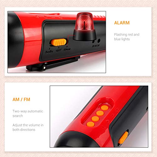 Handbetriebene Stromerzeugung LED -Taschenlampe Taschenlampe FM Radio Phone Lading Mini FM Radio Torch für Camping -Wanderzeit (Rot) von Mrisata