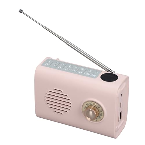Miniaturbluetooth -Lautsprecher Solar Betrieben Tragbares Drahtloses Radio mit LED -Licht für Outdoor -Reise -ABS -Material 10.8 X 5,4 X 7,6 Cm (Rosa) von Mrisata