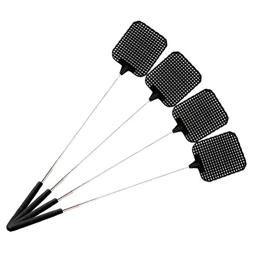 Mrisata 4er-Pack Ausziehbare Fliegenklatsche, Leichte Manuelle Schlagklatsche, Schädlingsbekämpfung mit Verstellbarem Edelstahl-Teleskopgriff (Schwarz) von Mrisata