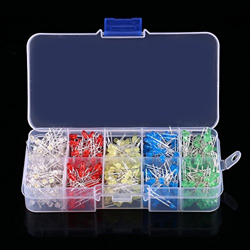 Mrisata 5 Mm LED-Dioden-Leuchten, LED-Diode, 3 V, 500 Stück, 3 Mm LED-Licht, Weiß, Gelb, Rot, Blau, G-Sortiment, Dioden, DIY-Kit, 13 X 7 X 3 Cm Mrisata 5 Mm LED-Dioden-Leuchten, LED-Diode, 3 V, 500 Stück, 3 Mm LED-Licht, Weiß, Gelb, Rot, Blau, G-Sortiment, Dioden, DIY-Kit, 13 X 7 X 3 Cm von Mrisata