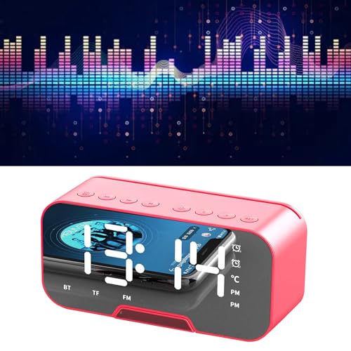 Mrisata Lautsprecher Mirror Clock Innovativer Wecker Tragbarer Lautsprecher für Schüler (Rot) von Mrisata