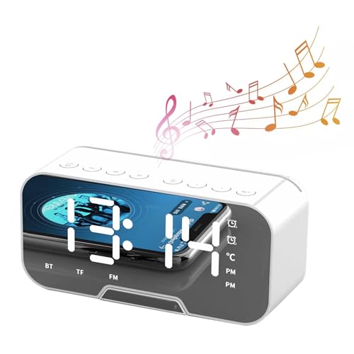 Mrisata Lautsprecher Mirror Clock Innovativer Wecker Tragbarer Lautsprecher für Schüler (Weiß) von Mrisata