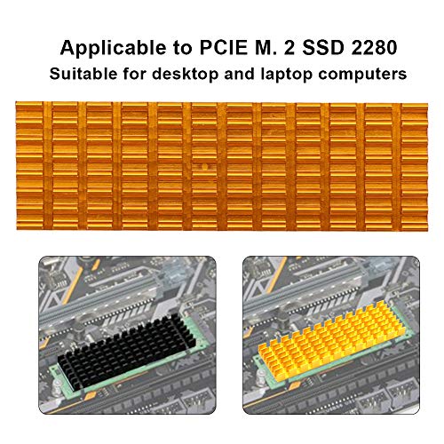 Mrisata PCIE M.2 SSD 2280 Kühlkörper Kühler Kühler Kühlrippe für Desktop-Laptop-Computer (Gold) von Mrisata