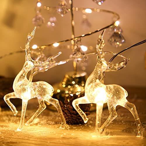 Mrisata Rentier-Lichterkette, warmweiß, USB-batteriebetrieben, Weihnachtsgeschenke für den Innenbereich (B) von Mrisata