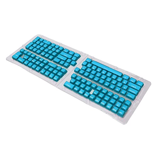 Mrisata Tastatur-Tastenkappen mit 132 Tasten, Tastatur-Tastenkappen mit 132 Tasten, Abs, OEM-Höhe, Umspritzen, Spritzguss, Ergonomisches Design, (Transparente Blaue weiße Buchstaben) von Mrisata