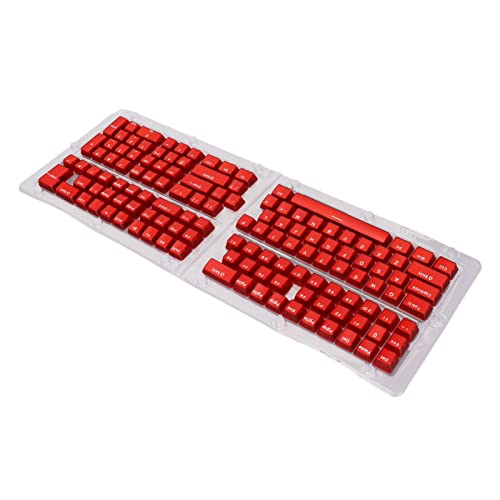 Mrisata Tastatur-Tastenkappen mit 132 Tasten, Tastatur-Tastenkappen mit 132 Tasten, Abs, OEM-Höhe, Umspritzen, Spritzguss, Ergonomisches Design, (Transparente rote weiße Buchstaben) von Mrisata