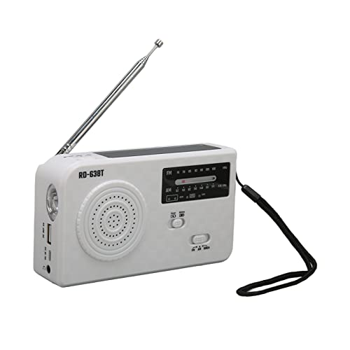 Solar Handkurbel Radio Wieder Aufladbare Tragbare Notfallwetterradio mit LED -Taschenlampe für Outdoor -Aktivitäten (Weiß) von Mrisata