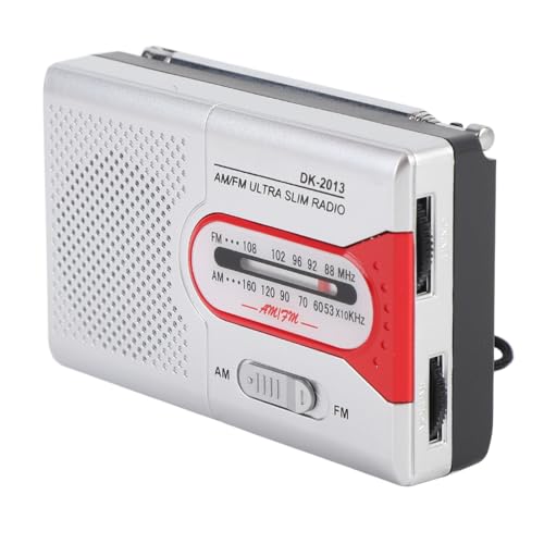 Tragbarer AM -FM -Radio -Pocket -Transistor mit Lautsprecher Kopfhörer Jack Home Outdoor (Silberrot) von Mrisata