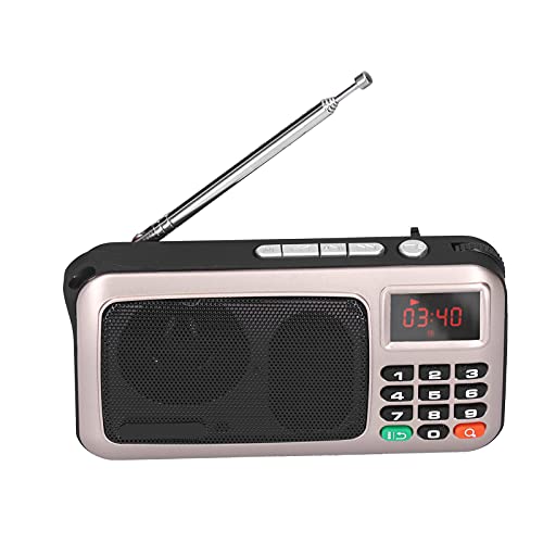 Tragbarer Radio -Lautsprecher Mp3 Music Player mit LED -Display und Taschenlampe für ältere Menschen (Gold) von Mrisata