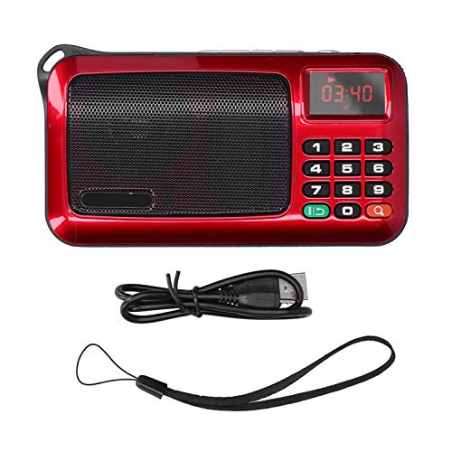 Tragbarer Radio -Lautsprecher Mp3 Music Player mit LED -Display und Taschenlampe für ältere Menschen (Rot) von Mrisata