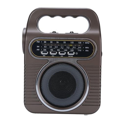 Tragbarer Retro FM AM SW Radio -Lautsprecher mit Taschenlampen -Stereo -Musik -Player -Batterie für Home Outdoor Camping Betrieben (#1) von Mrisata