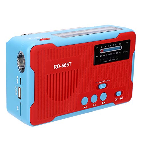 Tragbares Solarbetriebenes Not -Handkurbel -Radio mit LED -Taschenlampe für Camping -Wanderungen Im Freien (Rot) von Mrisata