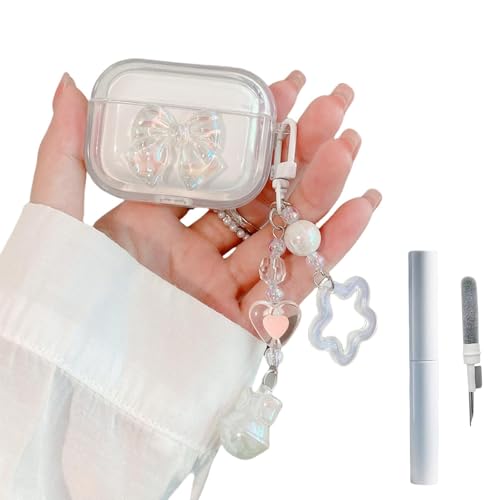 Mrltau durchsichtig Aesthetic Schutzhülle für Apple Airpods 4 Generation, mit Reinigungsset und süße Schlüsselanhänger, 3D Kristall-Schleifen-Design, Cute Case für Airpods 4 Mrltau durchsichtig Aesthetic Schutzhülle für Apple Airpods 4 Generation, mit Reinigungsset und süße Schlüsselanhänger, 3D Kristall-Schleifen-Design, Cute Case für Airpods 4 von Mrltau