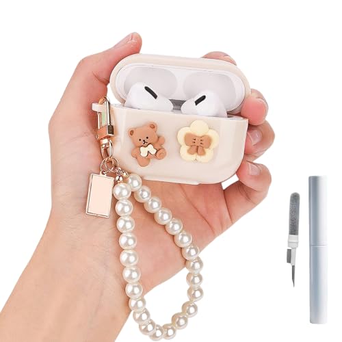 Mrltau süß durchsichtig Schutzhülle für Apple airpods 4 hülle Aesthetic, mit Reinigungsset und Perlen Charms Schlüsselanhänger Armband, Blumen-Bär Design, Cute Case für airpods 4 case Mrltau süß durchsichtig Schutzhülle für Apple airpods 4 hülle Aesthetic, mit Reinigungsset und Perlen Charms Schlüsselanhänger Armband, Blumen-Bär Design, Cute Case für airpods 4 case von Mrltau