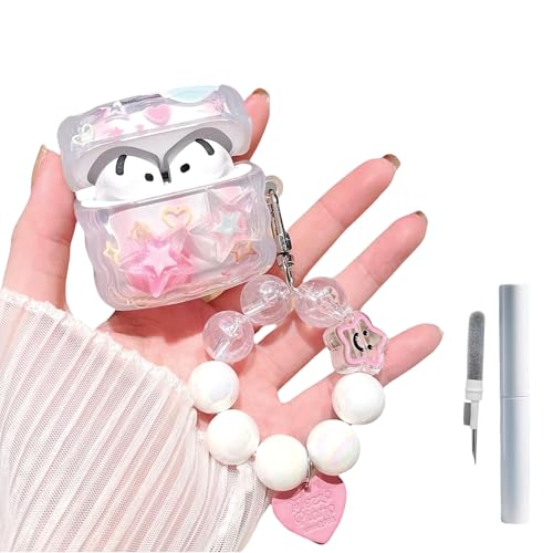 Mrltau süß durchsichtig Schutzhülle für Apple airpods 4 hülle Aesthetic, mit Reinigungsset und Perlen Charms Schlüsselanhänger Armband, Pink Stern Design, Cute Case für airpods 4 case Mrltau süß durchsichtig Schutzhülle für Apple airpods 4 hülle Aesthetic, mit Reinigungsset und Perlen Charms Schlüsselanhänger Armband, Pink Stern Design, Cute Case für airpods 4 case von Mrltau