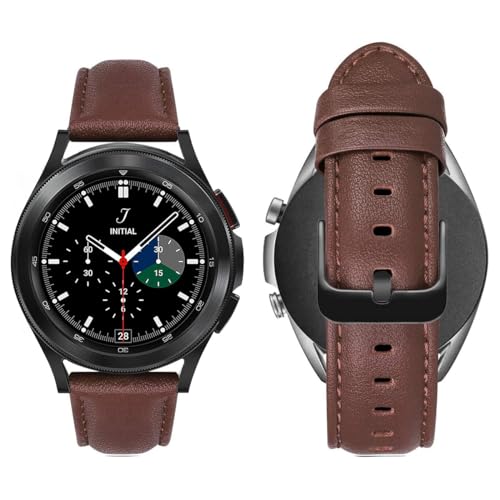 MroTech 20mm Armband Kompatibel mit Samsung Galaxy Watch 6/5/4 40mm 44mm/Watch 6 Classic 43mm 47mm/ 5 Pro 45mm/Watch 4 Classic Armband, Echte Leder Ersatzarmband für Galaxy Watch 3 41mm Armband Braun von MroTech