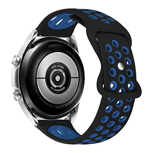 MroTech 20mm Armband kompatibel für Samsung Galaxy Watch 6/5/4 40mm 44mm/Watch 4/6 Classic 47mm 43mm 46mm 42mm/Watch 5 Pro 45mm/Watch 3 41mm/Active/Active 2 Ersatzand Silikon Uhrenband,Blau/Schwarz von MroTech