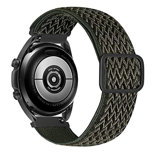 MroTech 20mm Uhrenarmband kompatibel für Samsung Galaxy Watch 42MM/Active/Active2 40mm/44mm/Galaxy Watch3 41mm Armband für GT2 42MM/GTR 42 mm/GTS Nylon Loop Elastic Woven Band Stoff Welle Armeegrün von MroTech