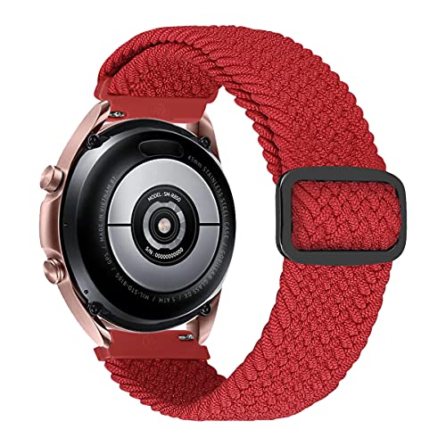 MroTech 20mm Uhrenarmband kompatibel für Samsung Galaxy Watch 42MM/Active 2/Active2 40mm/44mm/Galaxy Watch3 41mm Armband Nylon Stoff Band für GT 2 42MM/GTR 42 mm Stoffarmband Loop Rot mit Schnalle von MroTech