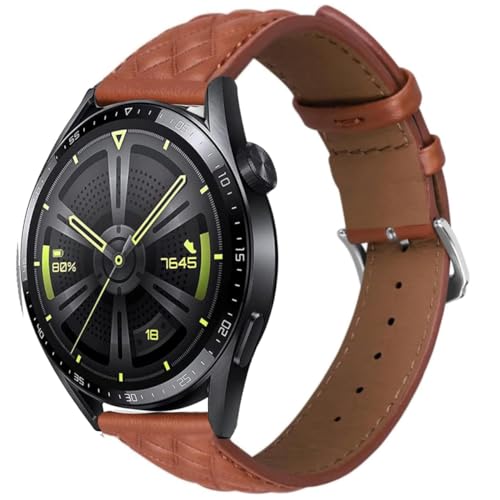 MroTech 22mm Leder Armband Kompatibel Mit Samsung Galaxy Watch 3 45mm/46mm, Huawei GT3 46mm - Weiches Ersatz für Gear S3 Frontier - Braun Mit Silberschließe von MroTech