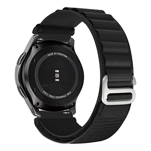 MroTech Alpine Loop kompatibel mit Samsung Gear S3 Frontier Armband Galaxy Watch 46mm,Galaxy Watch 3 45mm Ersatzband für Huawei Watch GT 46mm Nylon Band Textil Titan G-Haken Nylonband 22mm Schwarz von MroTech