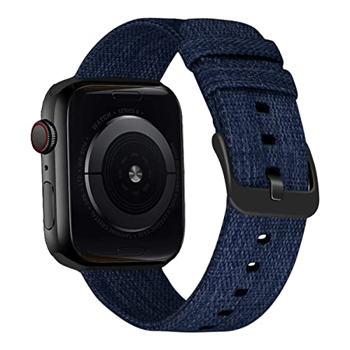 MroTech Armband Kompatibel mit Apple Watch Armband 49mm/45mm/44mm/42mm Series 8/7/SE/6/5/4/3/2/1 Series Ultra Uhrenarmband aus Stoff Nylonband Ersatzband für iWatch Armband, 49/45 / 44/42 mm Blau von MroTech