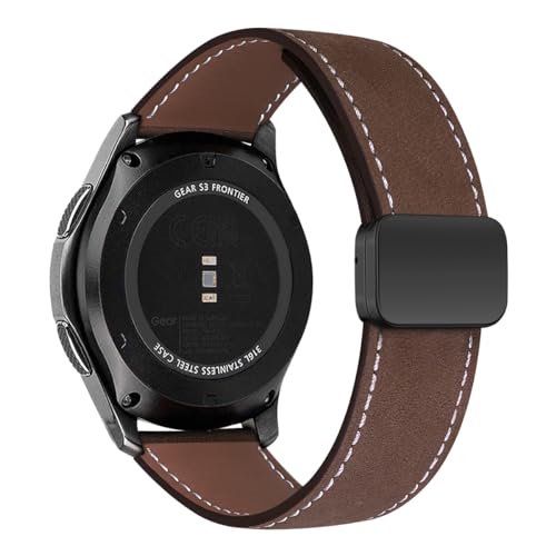 MroTech Armband Kompatibel mit Samsung Galaxy Watch 3 45mm/Watch 46mm/Gear S3 Frontier Lederarmband für Amazfit GTR 2/3/Pro/4/GTR 47mm/Stratos Ersatzarmbänder Leder 22mm Magnetarmband Suede Braun von MroTech