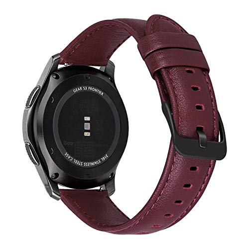 MroTech Armband Kompatibel mit Samsung Galaxy Watch3 45mm/Galaxy Watch 46mm/Gear S3 Frontier Lederarmband 22mm Ersatz für GTR 47mm/Huawei GT/GT2 Pro/GT2e/GT 3 46mm Uhrenarmband Band-Nappaleder Weinrot MroTech Armband Kompatibel mit Samsung Galaxy Watch3 45mm/Galaxy Watch 46mm/Gear S3 Frontier Lederarmband 22mm Ersatz für GTR 47mm/Huawei GT/GT2 Pro/GT2e/GT 3 46mm Uhrenarmband Band-Nappaleder Weinrot von MroTech