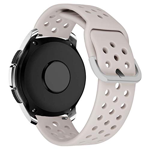 MroTech Armband kompatibel für Samsung Galaxy Watch 5/5 Pro/Watch 4/4 Classic/Watch 3 41mm/Galaxy Watch 42mm/Galaxy Active/Active2 Ersatzband 20mm Uhrenarmband Silikon Sport Band Silikonarmband-Beige von MroTech