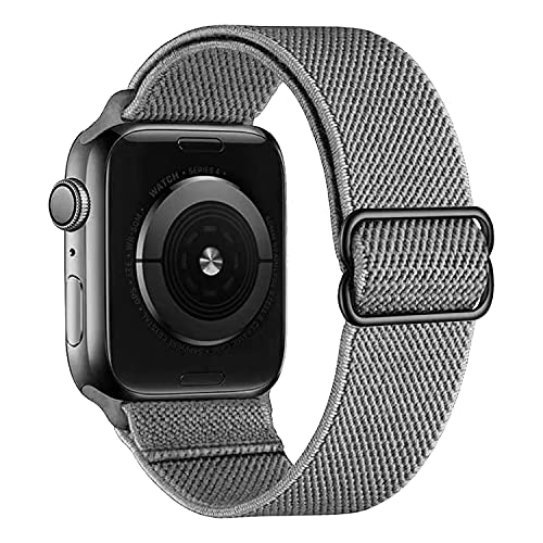 MroTech Elastisch Sport Kompatibel mit Apple Watch Armband 44mm 45mm 49mm 42mm 40mm 41mm 38mm Damen Herren Solo Loop Nylon Stoff Armbänder für iWatch Serie SE Ultra 9 8 7 6 5 4 3 2 1,44/45/49 Grau von MroTech