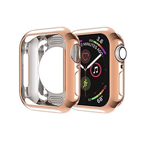 MroTech Hülle Kompatibel mit Apple Watch Series 6 SE 5 4 44mm iWatch Case Schutzhülle Bumper Case Protector Rundum Schutz Hülle All-Around Weiche TPU Gehäuse-44 mm Rosegold von MroTech