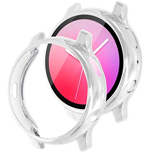 MroTech Kompatibel für Samsung Galaxy Watch Active2 44mm Schutzhülle Hülle und Displayschutz integriert Rundum Display Schutz Gehäuse Flexible TPU Case Cover für Galaxy Active 2 SM-R820,44 mm Silber von MroTech