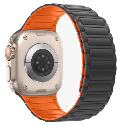 MroTech Kompatibel mit Apple Watch Armband 41mm 40mm 38mm und Serie 10 42mm, Silikon Magnetisch Sport Loop Armband für iWatch Serie 10 9 8 7 SE2 SE 6 5 4 3 2 1 Band 38/40/41/42mm,Grau/Orange MroTech Kompatibel mit Apple Watch Armband 41mm 40mm 38mm und Serie 10 42mm, Silikon Magnetisch Sport Loop Armband für iWatch Serie 10 9 8 7 SE2 SE 6 5 4 3 2 1 Band 38/40/41/42mm,Grau/Orange von MroTech