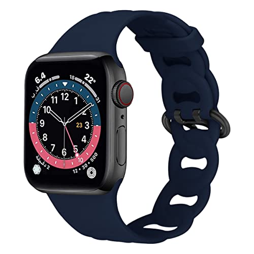 MroTech Kompatibel mit Apple Watch Armband 45mm 44mm 49mm 42mm für Damen Männer, Sport Silikon Ersatz Armbänder Kompatibel mit iWatch Armband SE Series 8 7 6 5 4 3 2 1, 42 44 45 49 mm,Dunkelblau von MroTech