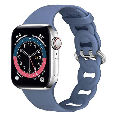 MroTech Kompatibel mit Apple Watch Armband 45mm 44mm 49mm 42mm für Damen Männer, Sport Silikon Ersatz Armbänder Kompatibel mit iWatch Armband SE Series 8 7 6 5 4 3 2 1, 42 44 45 49 mm,Haze Blue von MroTech
