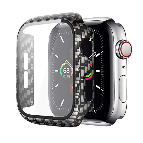 MroTech Kompatibel mit Apple Watch Serie 6 SE 5 4 40mm Hülle gehärtetem Glas Displayschutz Screen Protector Case Hart PC Schutzhülle für iWatch Case Display Schutz Kohlefaser Gehäuse-40 mm Carbon von MroTech