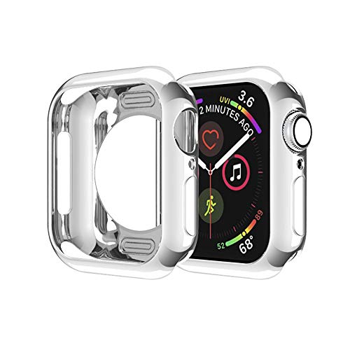 MroTech Kompatibel mit Apple Watch Series 6 SE 5 4 Hülle 40mm iWatch Schutzhülle Bumper Case Protector Schutz Case Hülle All-Around Flexible TPU Gehäuse Rundum Schutzhülle-40 mm Silber von MroTech