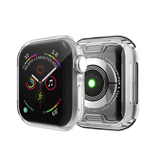 MroTech Kompatibel mit Apple Watch Series 6 SE 5 4 Schutzhülle 44mm iWatch Case Schutz Hülle mit Displayschutz Vollschutz Display Hülle Weiche TPU Rahmen Gehäuse Rundum Schutzhülle-44 mm Klar von MroTech