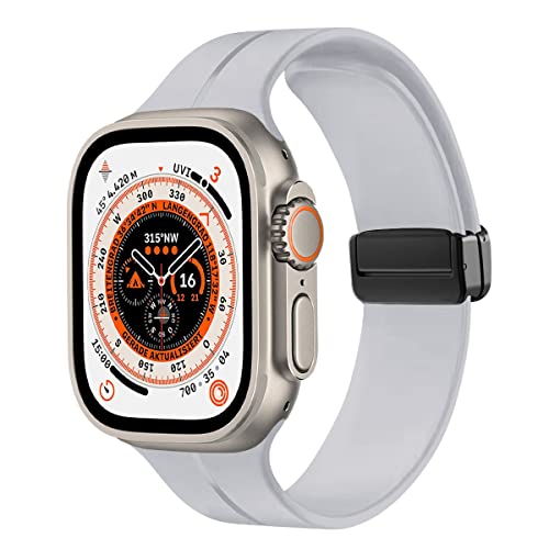 MroTech Kompatibel mit Apple Watch Sport Armband Ultra 49mm 45mm 44mm 42mm Weich Silikon Ersatzarmband für iWatch Armband Serie Ultra2 9 8 7 6 SE2 SE 5 4 3 2 1 Silikonarmband Sport Uhrenarmband,Grau von MroTech