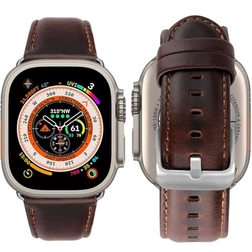 MroTech Lederband Kompatibel mit Apple Watch Armband 49mm 44mm 45mm 46mm Echte Leder Ersatzband Kompatibel mit iWatch Ultra2 Ultra SE2 SE Serie 10 9 8 7 6 5 4 3 2 1,Vintage Kaffee/silberne Schnalle MroTech Lederband Kompatibel mit Apple Watch Armband 49mm 44mm 45mm 46mm Echte Leder Ersatzband Kompatibel mit iWatch Ultra2 Ultra SE2 SE Serie 10 9 8 7 6 5 4 3 2 1,Vintage Kaffee/silberne Schnalle von MroTech