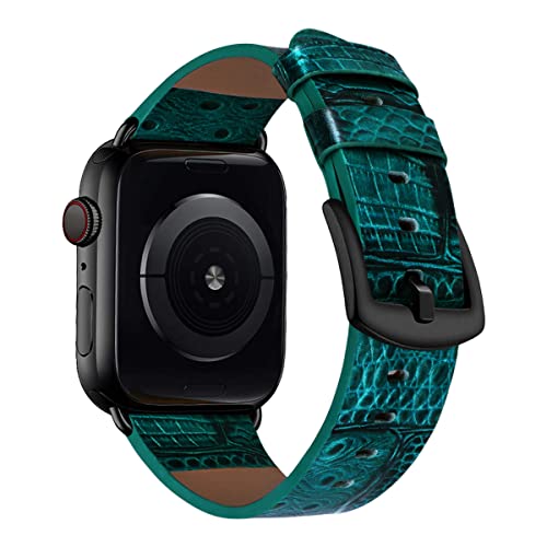 MroTech Lederarmband Kompatibel mit Apple Watch Armband 49mm 44mm 45mm 42mm,Echtes Lederband Ersatzarmband Herren Damen Armbands für iWatch Series Ultra SE 9 8 7 6 5 4 3 2 1,Blau von MroTech