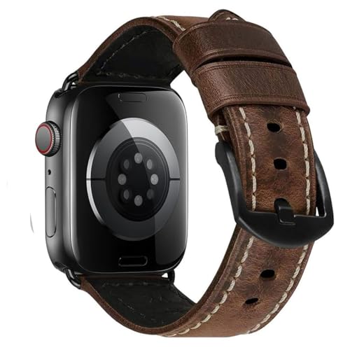 MroTech Lederarmband Kompatibel mit Apple Watch Armband 49mm 44mm 45mm 42mm,Echtes Lederband Ersatzarmband Herren Damen Armbands für iWatch Series Ultra SE 9 8 7 6 5 4 3 2 1,Tan von MroTech