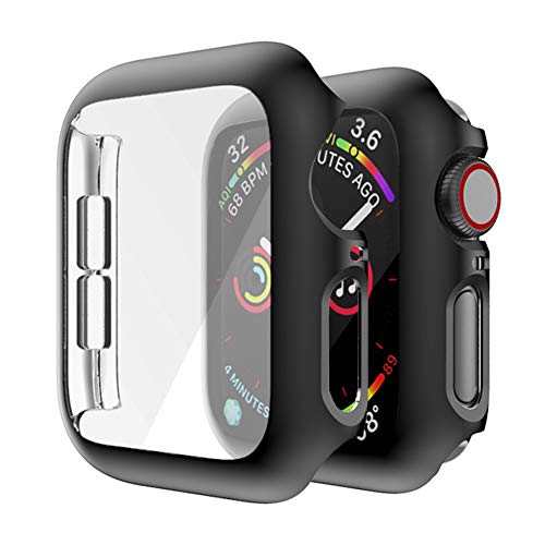 MroTech Schutz Hülle Kompatibel mit Apple Watch Series 5/Serie 4 44mm Hülle Mit Displayschutz Hard PC Rundum Schutzhülle für iWatch Case Rahmen Vollschutz Display Schutzrahmen Gehäuse-44 mm Schwarz von MroTech