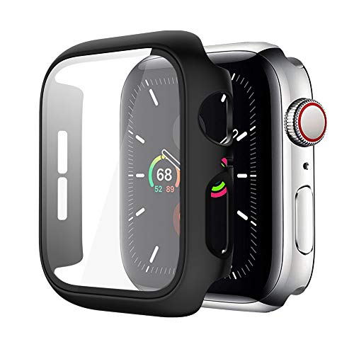 MroTech Schutz Hülle Kompatibel mit Apple Watch Series 6 SE 5 4 40mm Hülle gehärtetem Glas Displayschutz Screen Protector Case Schutzhülle für iWatch Case Cover Vollschutz Gehäuse-40 mm Schwarz von MroTech